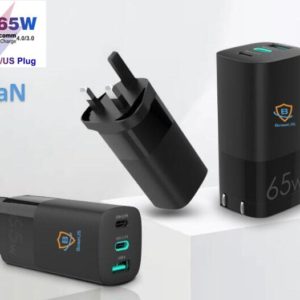 65W GaN Mini Charger, Gallium Nitride Charger, 3-Port USB Charger, USB Quick Charger, Wall USB Charger, GaN Charger 65W, Mini Travel Charger, Type-C USB Charger, USB-C PD Charger,
