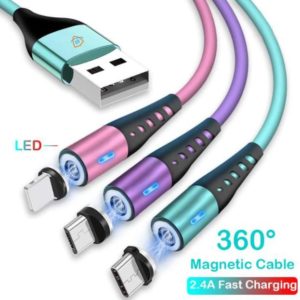 Liquid Soft Silicone Magnetic Cable, Magnetic Glowing Cable, Lightning Cable, Apple iPhone 12 Charging Data Cable,
