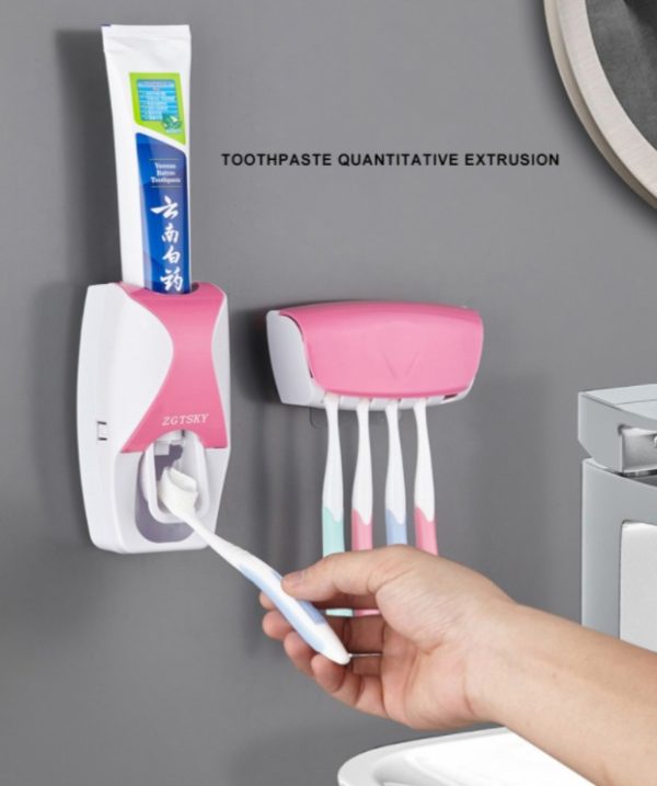 Automatic Toothpaste Dispenser, Toothpaste Squeezer, Hanging Toothbrush Holder,