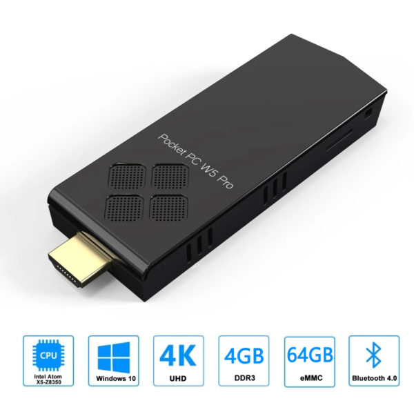 Mini PC W5pro DDR3 4GB 64GB win 10 PC stick Intel Atom X5-Z8350 computer USB WIFI HDMI lan media player set top box TV stick