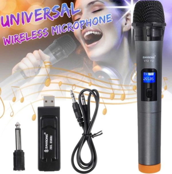 V12 Wireless Microphone Universal UHF Handheld Wireless Microphone Karaoke MIC Sound Amplifier with USB Receiver