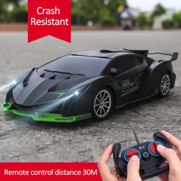 BOSEUS 1:16 4 Channels RC car With Led Light 2.4G Radio Remote Control Cars Sports Car High-speed Drift Car Boys Toys For Children 30M