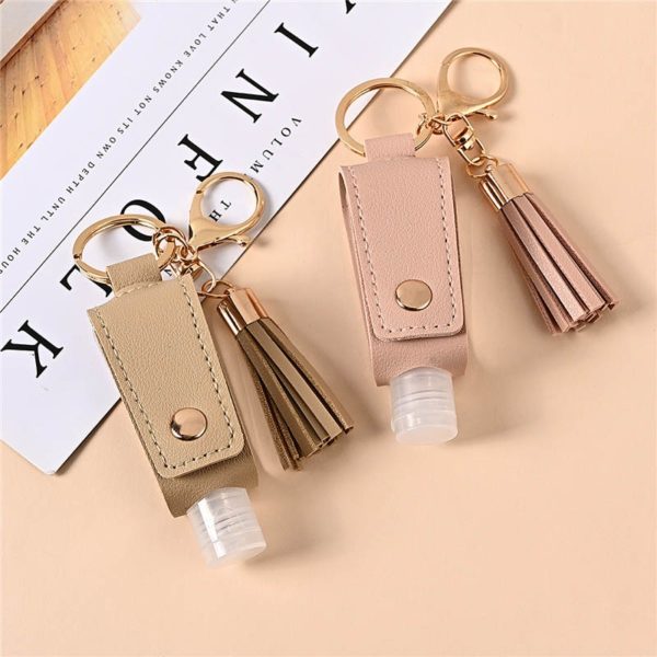 BOSEUS 10pcs 30ml Prtable Disinfectant Gel Bottles Leather Hand Sanitizer Gel Holder botes gel hidroalcolico rellenable llavero