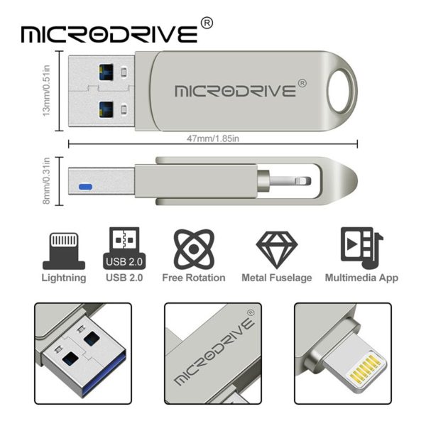 BOSEUS 2 in 1 Lightning OTG USB Flash Drive Pen Drive For iPhone16GB 32GB 64GB 128GB USB Flash 2.0 Memoria Stick Compatible Apple PC - Image 6