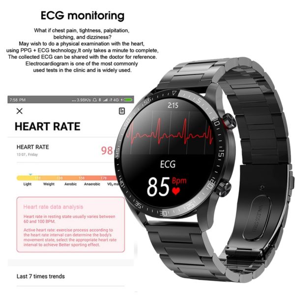 GADGETSCN ECG Smart Watch Men Heart Rate Sports Fitness Tracker IP68 Waterproof Luxury Bluetooth Call Smartwatch - Image 3