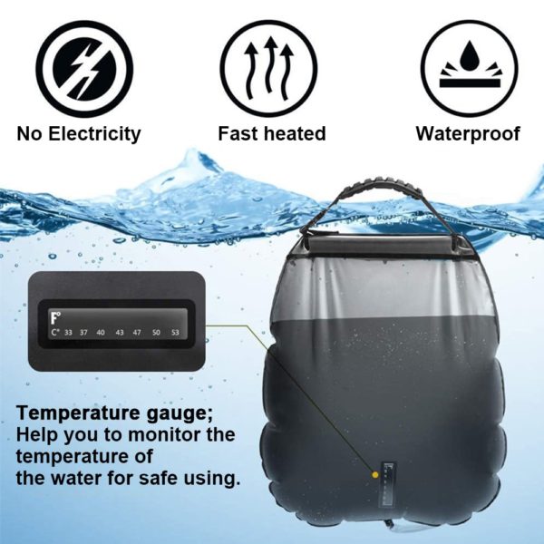 BOSEUS 20L Portable Outdoor Camping Hiking Heating Solar Water Bag with Switchable Hose Shower Bath Head Climbing Hydration Equipment - Image 4