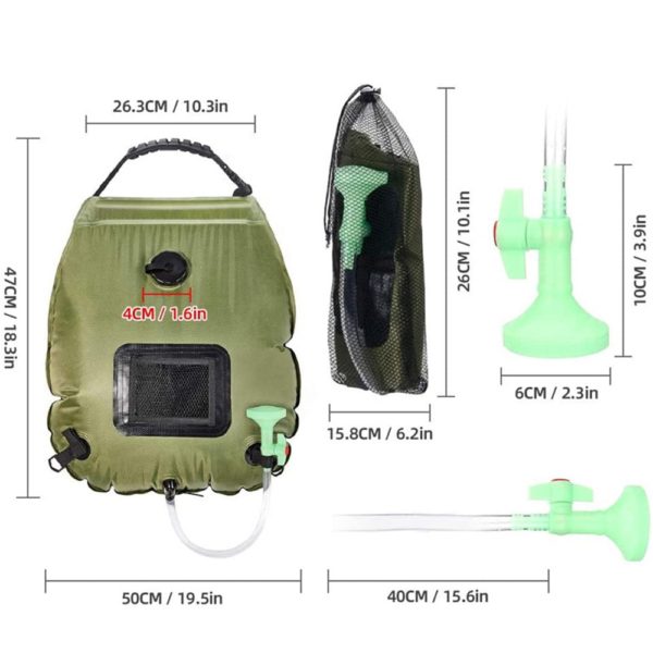 BOSEUS 20L Portable Outdoor Camping Hiking Heating Solar Water Bag with Switchable Hose Shower Bath Head Climbing Hydration Equipment - Image 5