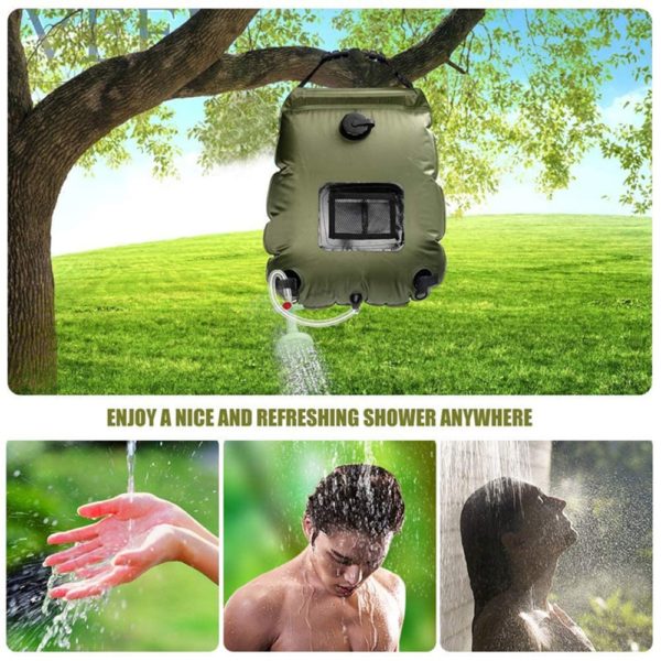 BOSEUS 20L Portable Outdoor Camping Hiking Heating Solar Water Bag with Switchable Hose Shower Bath Head Climbing Hydration Equipment - Image 6