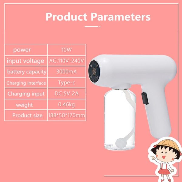 BOSEUS 300ML Portable Nano Electric Sterilizer Sprayers Atomization Disinfection Fog Machine USB Rechargeable Blue Light Spray Gun - Image 4