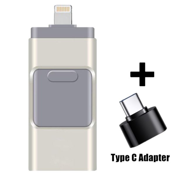 BOSEUS 4 IN 1 OTG USB Flash Drive for iPhone 16GB 32GB 64GB 128GB 256GB 512GB Pendrive usb3.0 with type c adapter - Image 6