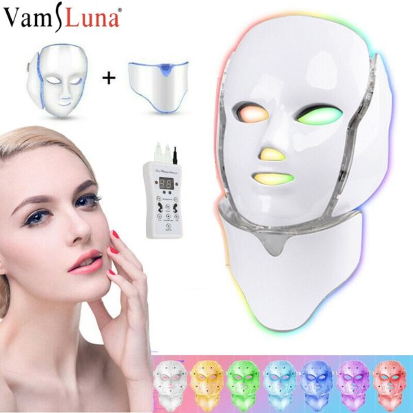 BOSEUS 7 Colors Photon Therapy Led Facial Mask Skin Rejuvenation Tighten Acne Anti Wrinkle Korean Face Neck Beauty Spa Instrument