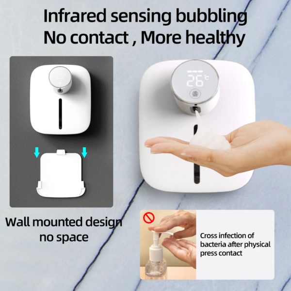 BOSEUS Automatic Digital Temperature Foam Liquid Soap Dispenser Rechargeable Sensor Touchless Hand Sanitizer Machine for Bathroom - Image 2