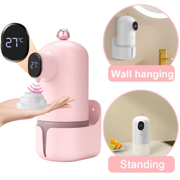 BOSEUS Automatic Liquid Foam Soap Dispenser Temperature Display Touchless Sensor Wall Mounted Hand Sanitizer Dispenser USB Rechargeable