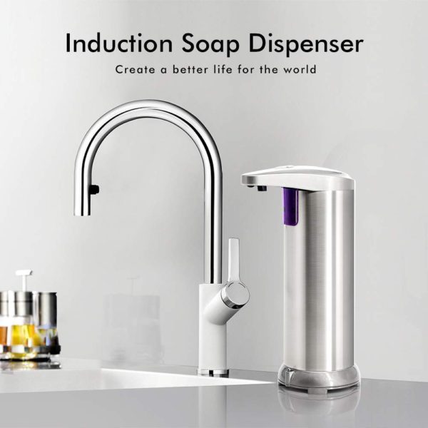 BOSEUS Automatic Soap Dispenser,250ml Suitable for All Kinds of Liquid Soap,Adjustable Infrared Sensor Hands-free for Kitchen, Bathroom - Image 2