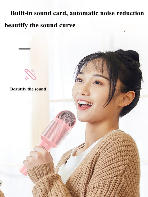 BOSEUS Bluetooth Karaoke Microphone Professional wireless Handheld Microphone Built-in sound card with sound effects for party singing - Image 4