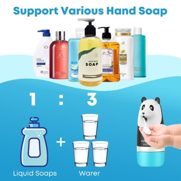 JOYLLON Cute Panda Rechargeable Foam Soap Dispenser Automatic Induction Machine Touchless Infrared Sensor Foaming Hand Washing Device - Image 2