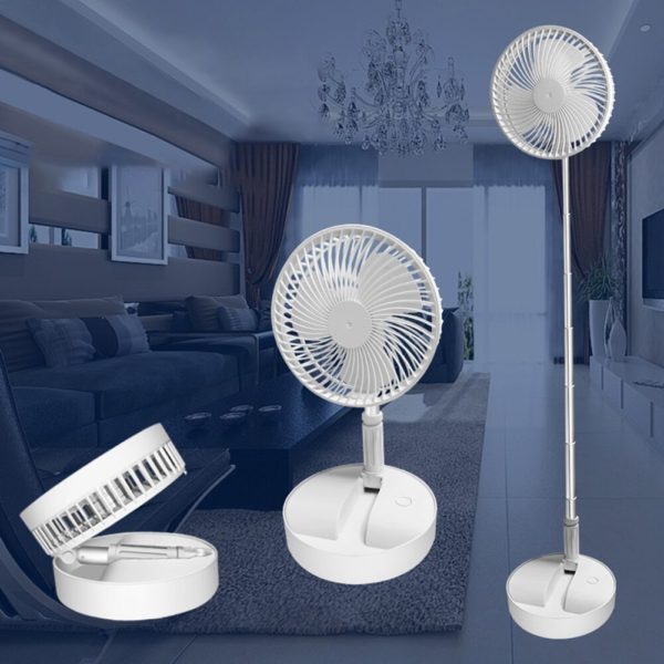 BOSEUS Folding Telescopic Floor Fan Summer Silent Student Desktop Fan USB Rechargeable Portable Household Mini Air Cooler Electric Fan