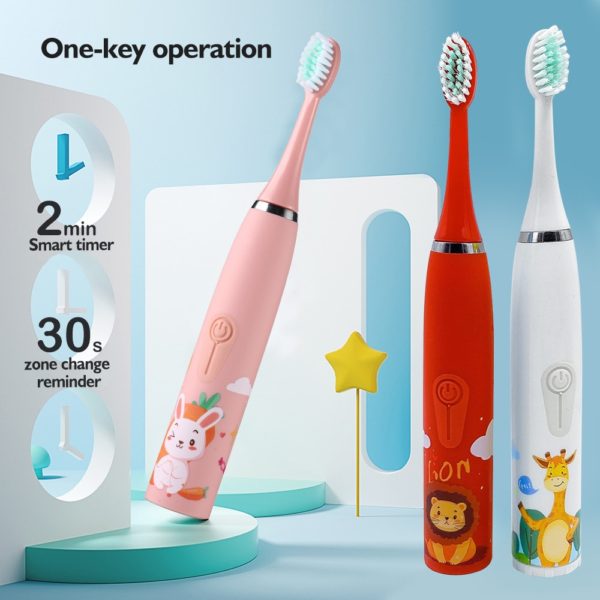 BOSEUS For Children Electric Toothbrush Cartoon Pattern Kids with Replace The Toothbrush Head Ultrasonic Electric Toothbrush - Image 3