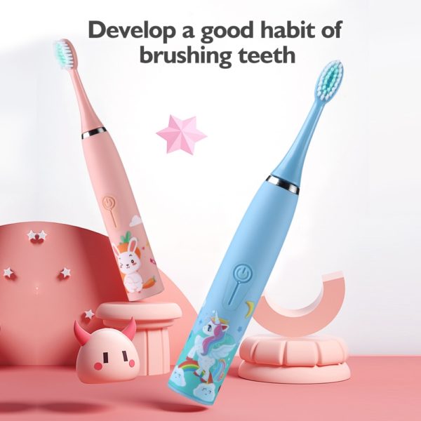 BOSEUS For Children Electric Toothbrush Cartoon Pattern Kids with Replace The Toothbrush Head Ultrasonic Electric Toothbrush - Image 4