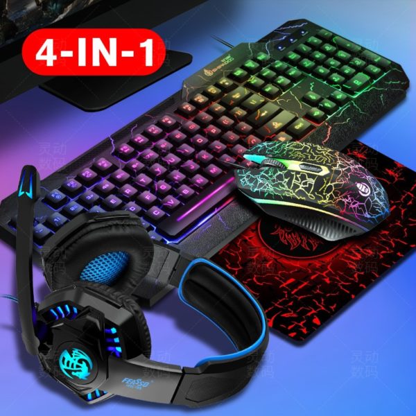 ANKOOL Gaming Keyboard Mouse LED Breathing Backlight Ergonomics Pro Combos USB Wired Full Key Professional Mouse Keyboard 4 In1 - Image 2