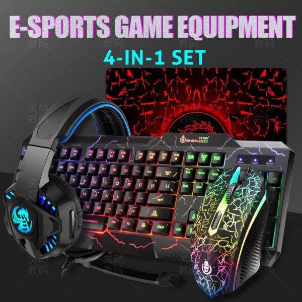 ANKOOL Gaming Keyboard Mouse LED Breathing Backlight Ergonomics Pro Combos USB Wired Full Key Professional Mouse Keyboard 4 In1 - Image 3