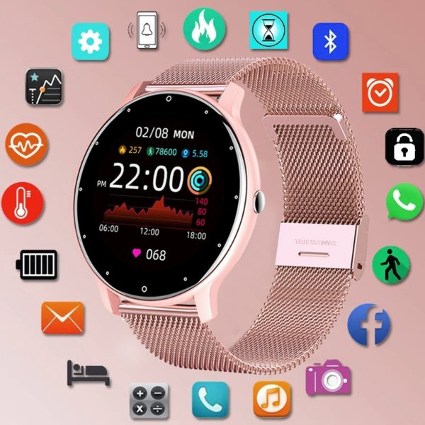 BOSEUS 2021 Smart watch Ladies Full touch Screen Sports Fitness watch IP67 waterproof Bluetooth For Android iOS Smart watch Female