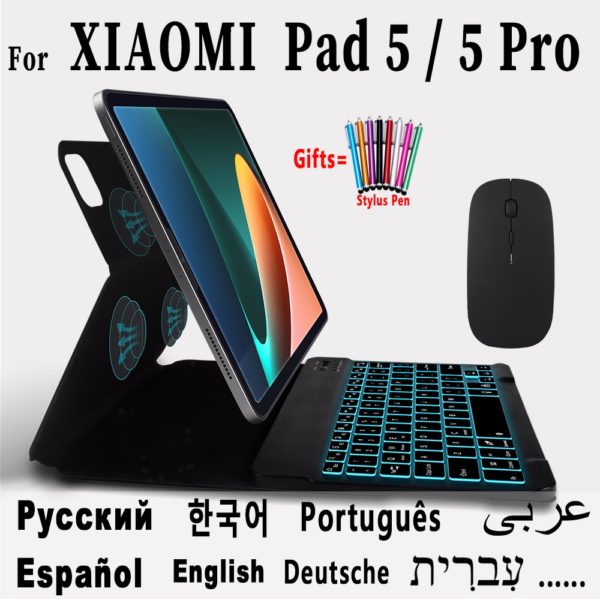 Magnetic Case Keyboard for Xiaomi Pad 5 Pro Case 11 2021 Mipad 5 Case Mi Pad 5 Cover Bluetooth keyboard Russian Korean Keyboard