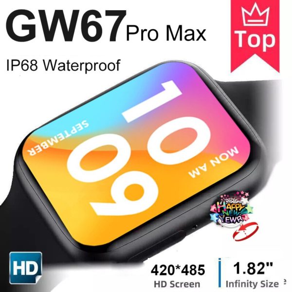 BOSEUS GW67 Pro Max Smart Watch Series 7 IP68 Waterproof 1.82" Bluetooth Call Custom Dial Payment Smartwatch pk HW22 HW37 IWO W37