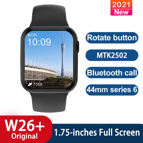 BOSEUS NEW W26 Plus Rotary Button 44MM Smart Watch 1.75 Inch Bluetooth Call Music Waterproof Dual UI ECG Heart Rate Fitness Track W26