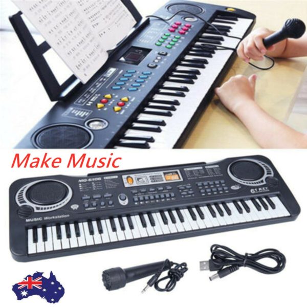 BOSEUS 61 Keys Electronic Piano Keyboard Digital KeyBoard Electronic Organ Black Piano With Microphone Musical Instrument Kids Gift