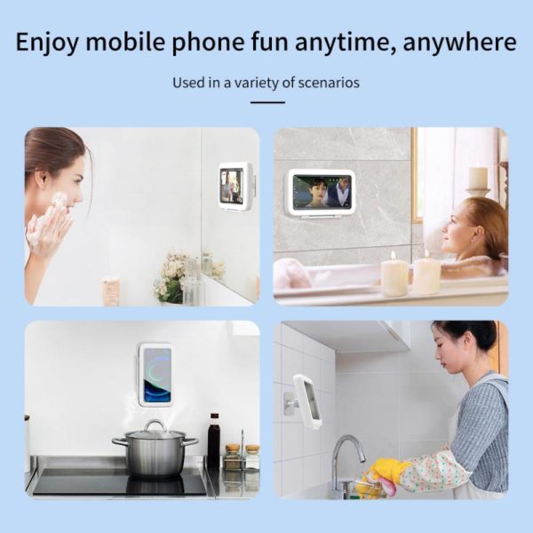 BOSEUS Shower Mobile phone holder Bath Wall Mounted Holder 360 free rotation touch screen Waterproof phone case stand - Image 4