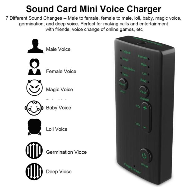 BOSEUS Voice Changer Mini Portable 8 Voice Changing Modulator with Adjustable Voice Functions Phone Computer Sound Card Mic Tool - Image 4