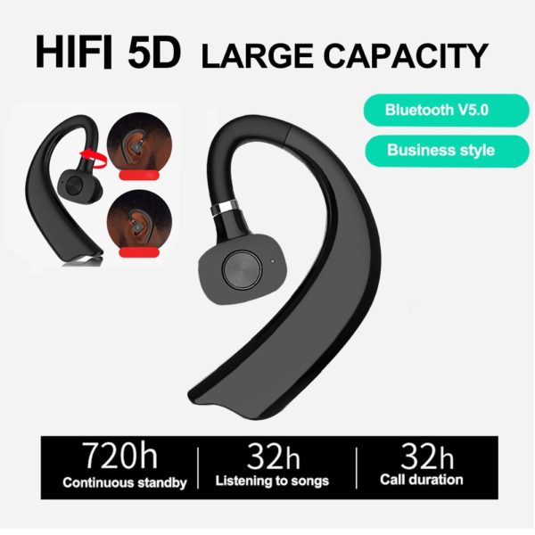 BOSEUS New X23 Wireless Headphones Bluetooth 5.0 Headset Single Ear Hanging In-Ear Wireless Unisex Driving Mobile Phone Long Standby