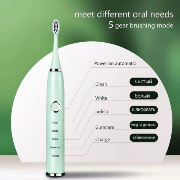 BOSEUS Sonic Electric Toothbrushes for Adults Kids Smart Timer Rechargeable Whitening Toothbrush IPX7 Waterproof 4 Brush Head - Image 2