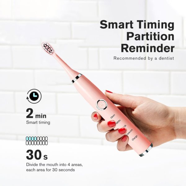 BOSEUS Sonic Electric Toothbrushes for Adults Kids Smart Timer Rechargeable Whitening Toothbrush IPX7 Waterproof 4 Brush Head - Image 5