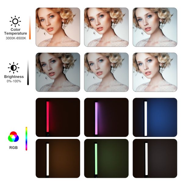 BOSEUS RGB Colorful LED Stick Fill Light Handheld 20W 3000K-6000K LED Flash Light stick Speedlight Photographic Lighting - Image 5