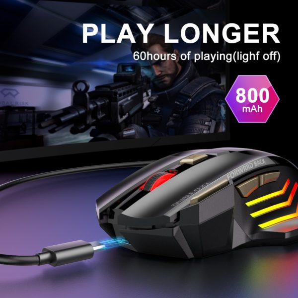 BOSEUS Rechargeable Wireless Mouse Gamer Gaming Mouse Computer Mouse Usb Ergonomic Mause With Backlight RGB Silent Mice For Laptop PC - Image 2