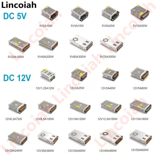 Switching Power Supply DC 5V 12V 24V 36V 48V 60W 360W 600W Light Transformer AC 100-240V Source Adapter SMPS For LED Strips CCTV - Image 2