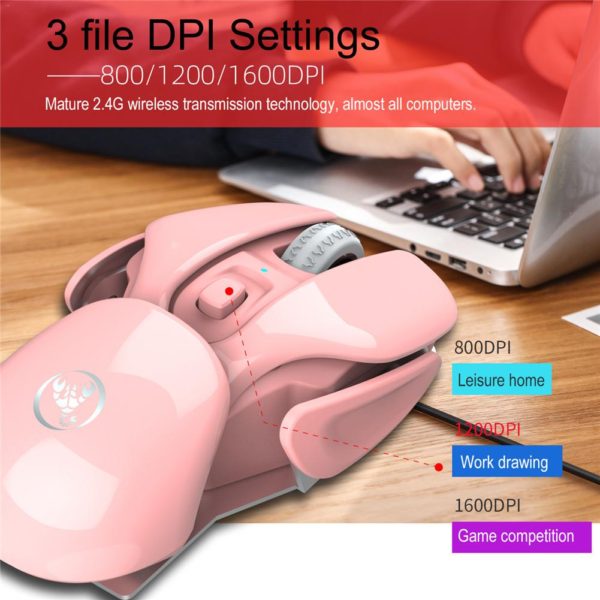 BOSEUS T37 1600 DPI Optical Wireless Silent Mouse Rechargeable Mouse 2.4G Receiver 4 Button Office Computer Mouse For PC Laptop - Image 5