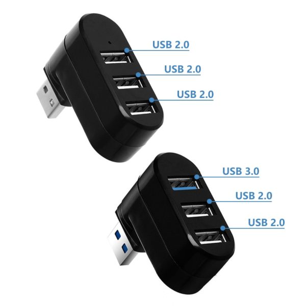 BOSEUS USB Hub 3.0 Adapter Rotate High Speed U Disk Reader Splitter 3 Ports USB 2.0 for Computer PC Laptop Mac Mini Accessories - Image 3