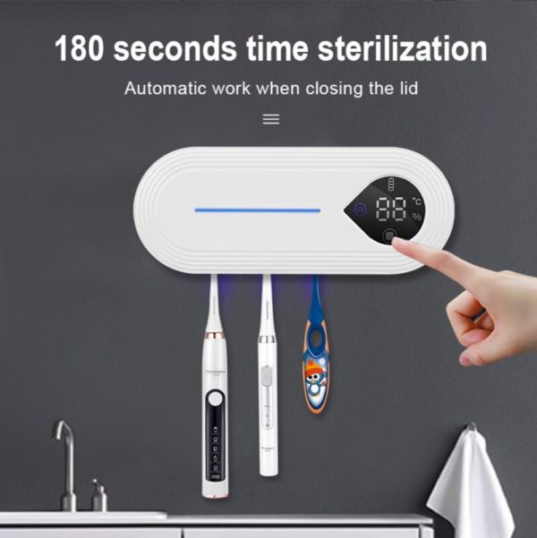 BOSEUS Wall Mounted Rechargeable Electric UV Toothbrush Sanitizer and Holder with Auto Drying Function Storage for Bathroom Accessories - Image 2