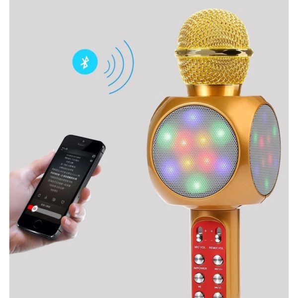 BOSEUS Wireless Karaoke Microphone Portable Bluetooth Speaker Built-in LED Lights FM Radio for iOS Android Phone Tablet Laptop - Image 3