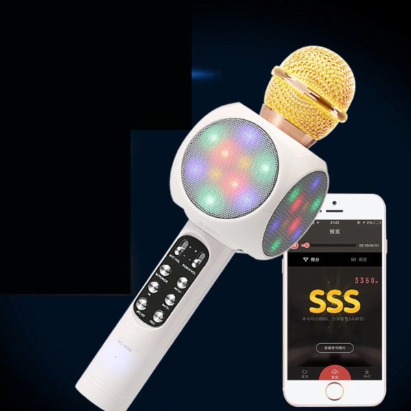 Bluetooth Microphone Speaker, Karaoke Wireless Microphone Speaker, Handheld Portable Microphone with Bluetooth Speaker,