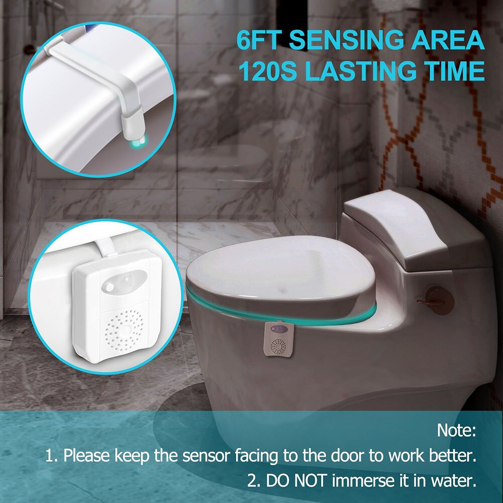 UV Sterilization WC Toilet Bowl Virus Killing Light Human IR Sensor RGB PIR LED