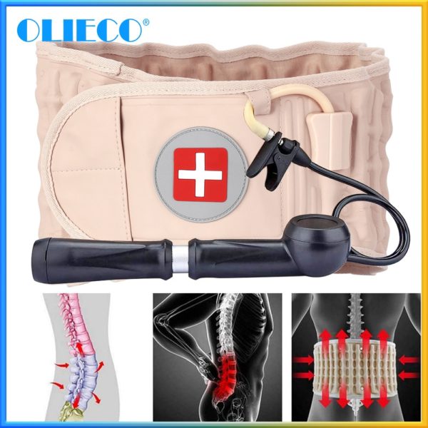 OLIECO Waist Air Traction Brace Belt Spinal lumbar Support Back Relief Belt Backache Pain Relief Massager Unisex