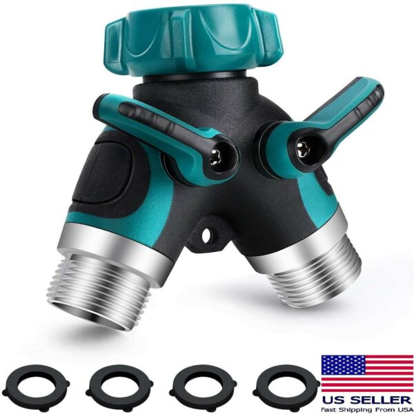 2 Way Heavy Duty Garden Hose Distributor Tap Hose Splitter Y Connector Distributor Shut Off Water Valves Easy To Install - Image 2