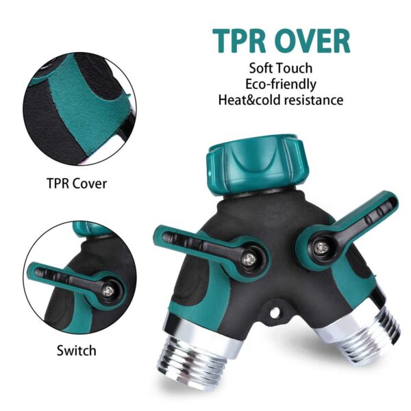 2 Way Heavy Duty Garden Hose Distributor Tap Hose Splitter Y Connector Distributor Shut Off Water Valves Easy To Install - Image 3