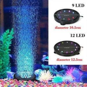 12LED/ 9LED Colourful Aquarium LED Lamp Glow In The Dark Waterproof Oxygen Bubble Light for Fish Tank Accessories Decoration