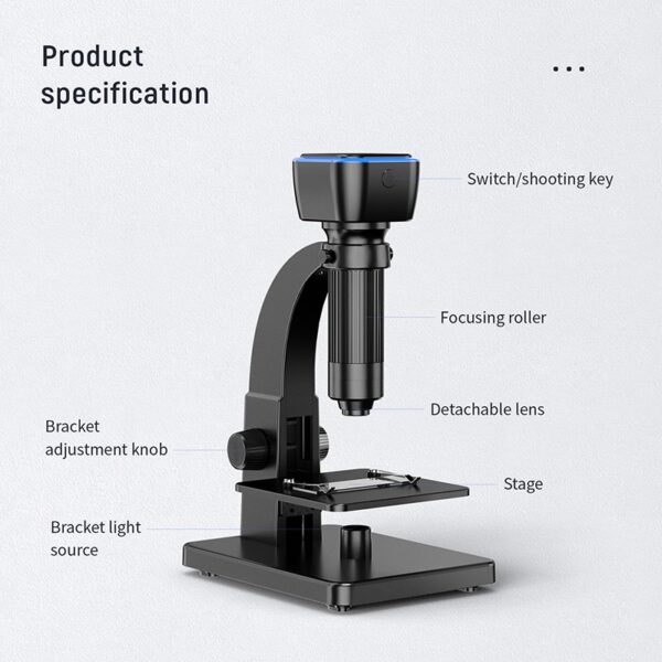 BOSEUS 2000X Biological Digital Microscope Wifi USB Microscope with Digital & Microbial Lens With 11 Adjustable LED For iOS Android PC - Image 2