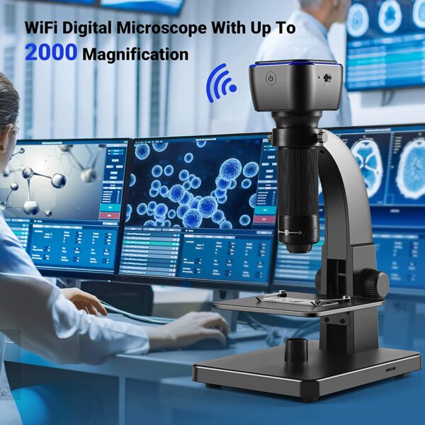 BOSEUS 2000X Biological Digital Microscope Wifi USB Microscope with Digital & Microbial Lens With 11 Adjustable LED For iOS Android PC - Image 3